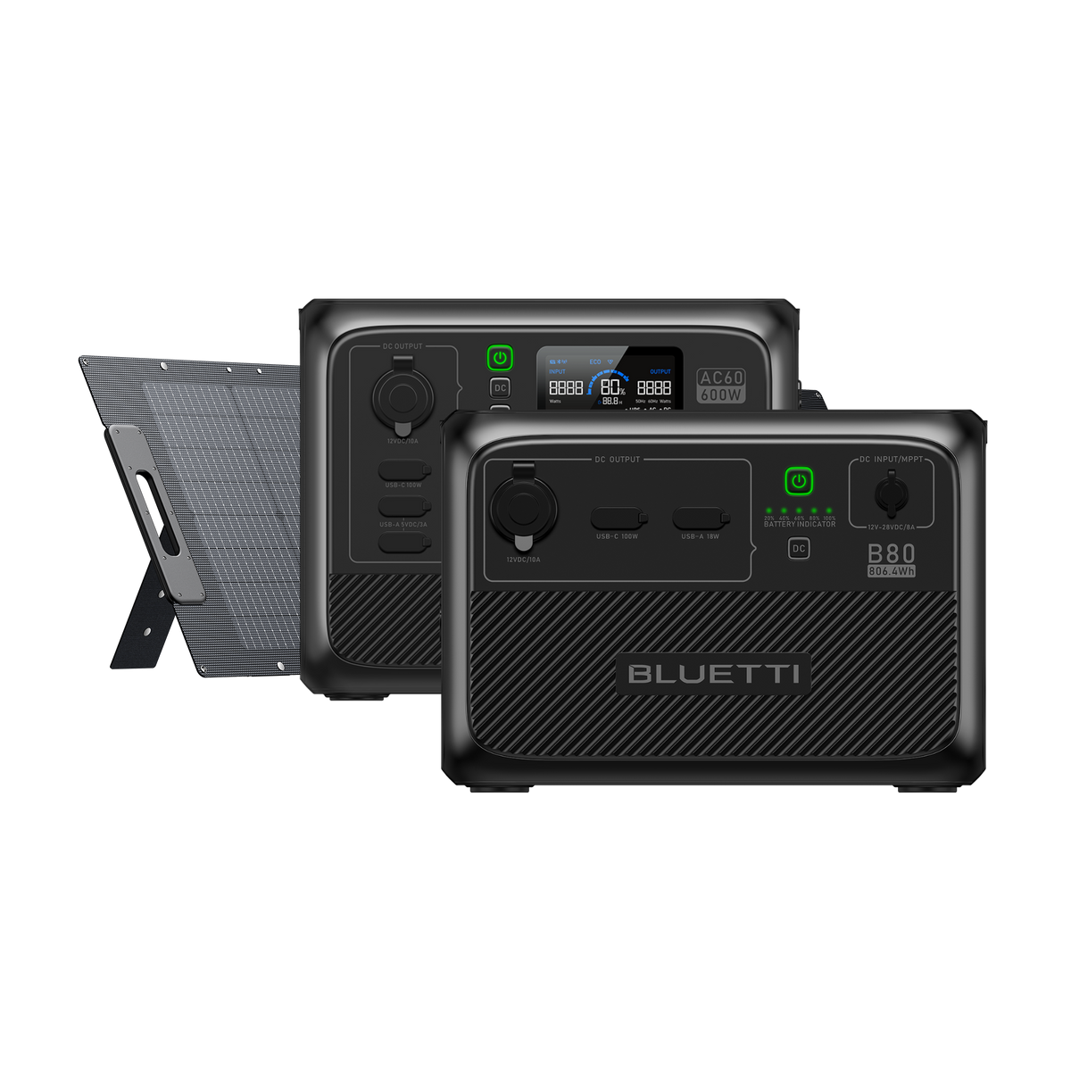 BLUETTI AC60+B80+PV120D | 600W 1209Wh 120W 태양광 패널 세트