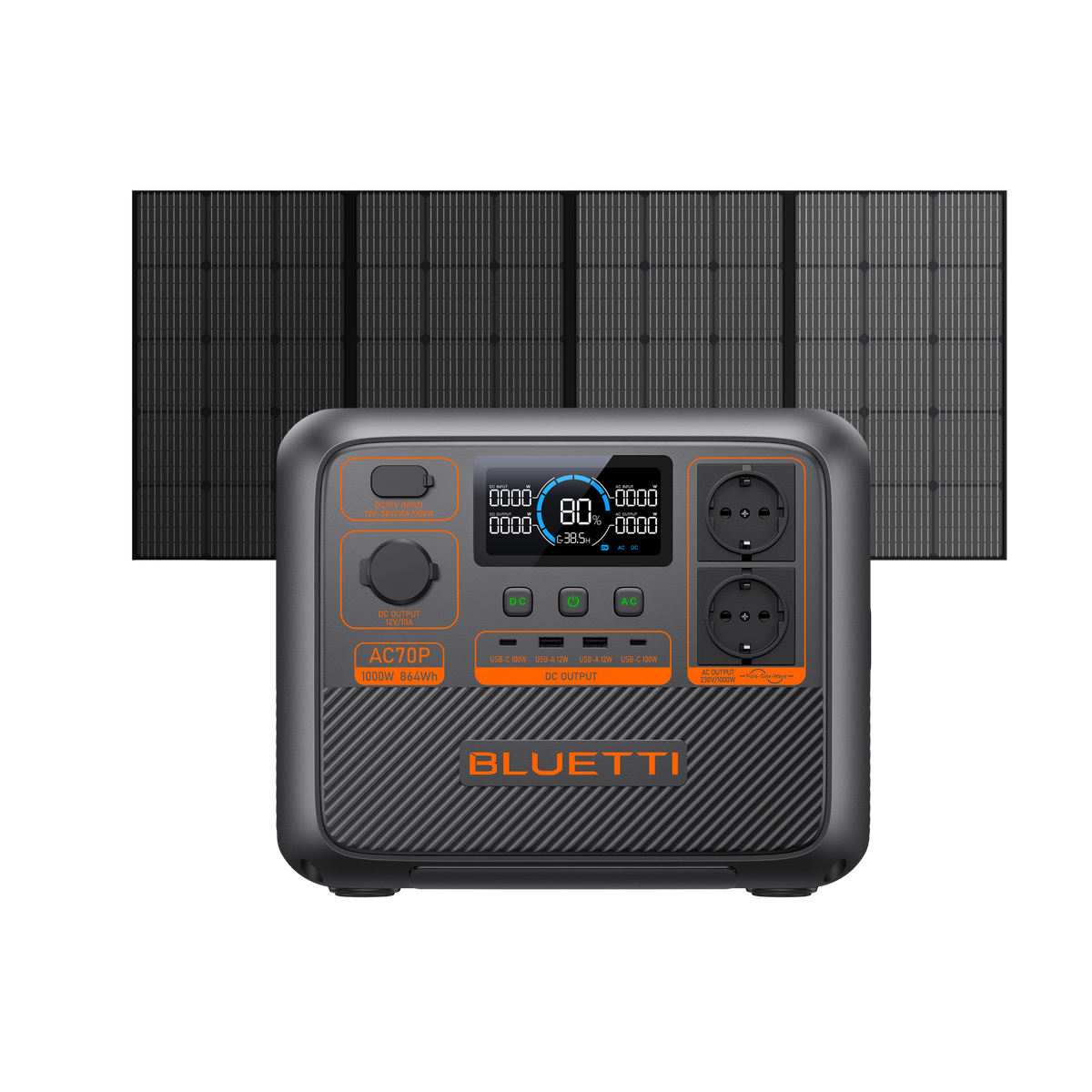 BLUETTI AC70P+350W | 1000W 864Wh 350W 태양광 패널 세트