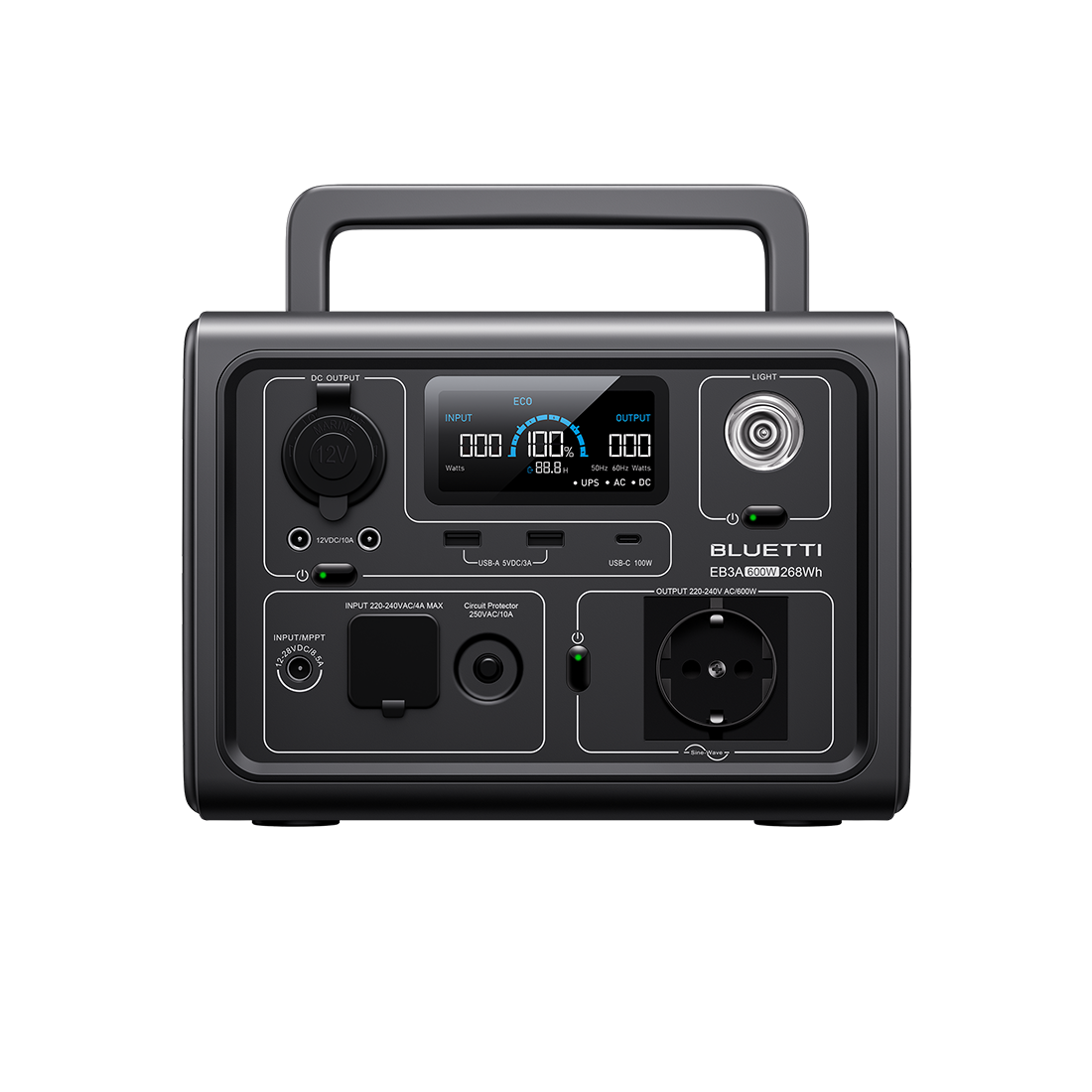 BLUETTI EB3A 휴대용 파워뱅크| 600W 268Wh